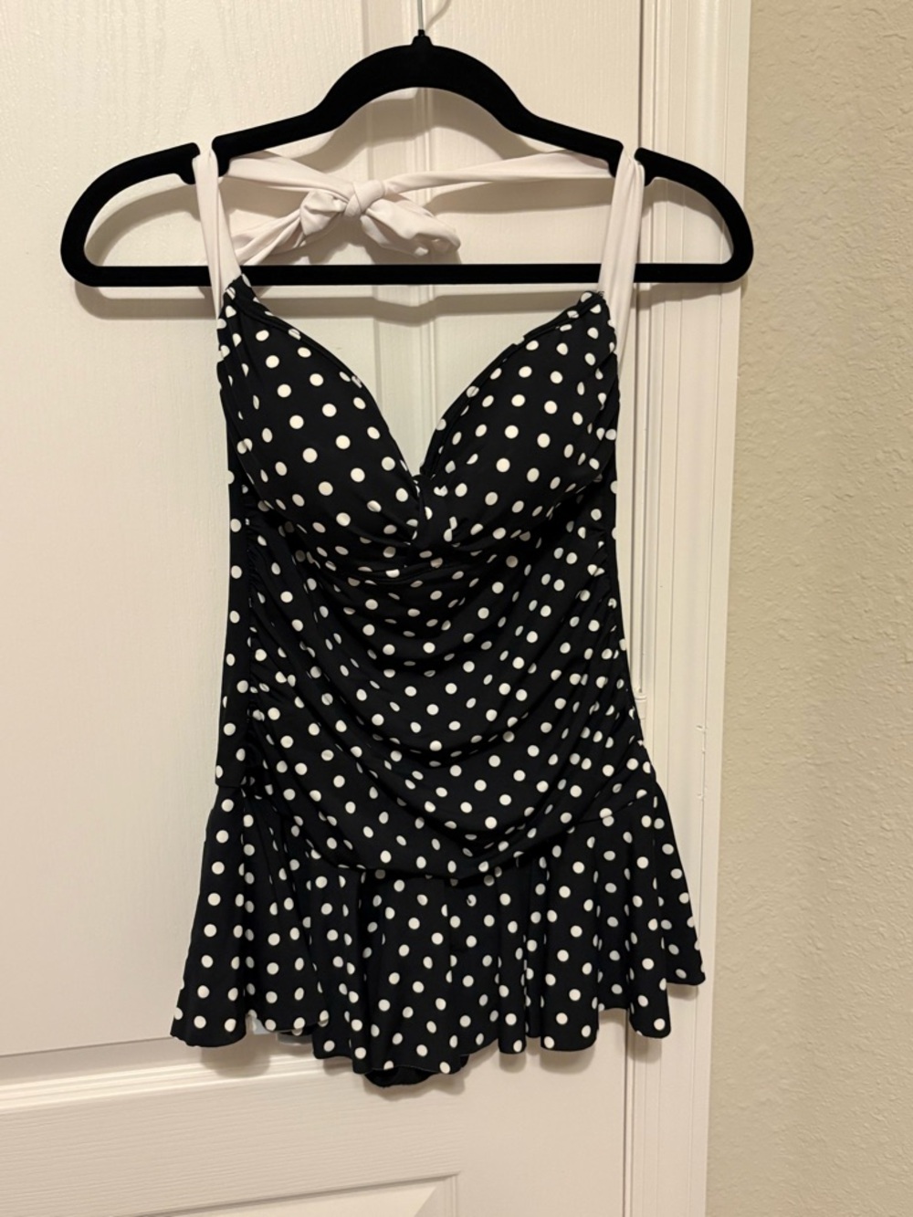 Chaps Polka Dot Black & White One Piece Swimsuit
